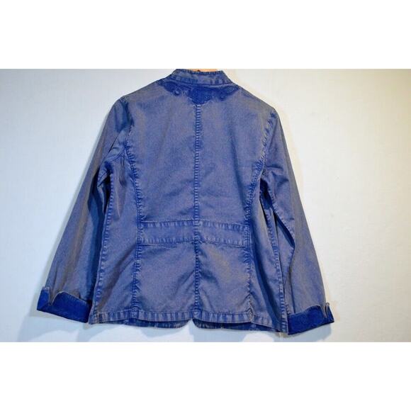 Chicos Embroidered Jacket Womens Size 1 (US Small/8) Steel Blue Cotton - Picture 7 of 12